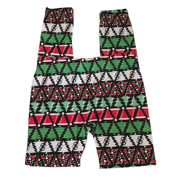 No Boundaries Christmas Holiday-Themed Red and Green Juniors Leggings Set of 2 - Picture 3 of 12